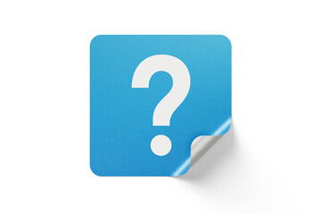 Question mark design on blue sticker note paper with white background