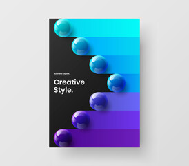 Amazing realistic spheres poster template. Fresh corporate identity A4 design vector illustration.