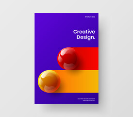 Bright 3D balls brochure template. Clean flyer A4 vector design illustration.