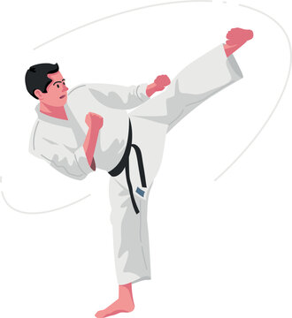 karate sportsman asian fighter. Vector illustration