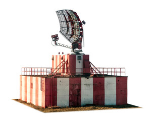 Radar in airport and air traffic control on transparent background