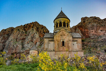 Noravank Armenian monastery in the morning. At dawn. May 6, 2020. Armenia.