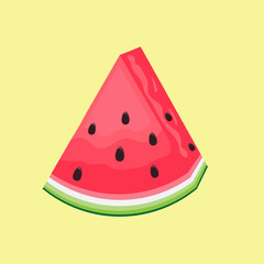 Watermelon  on yellow background. Baby background for fabric textile. Food Summer backdrop in flat design. 