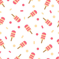 Ice cream pattern on blue background. Baby background for fabric textile. Food Summer backdrop in flat design. 