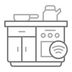 Smart Kitchen Greyscale Line Icon