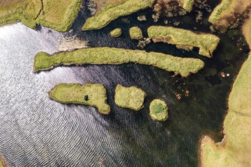 Aerial view of the Lake An Loch O Thuad on Tory Island, County Donegal, Republic of Ireland © Lukassek