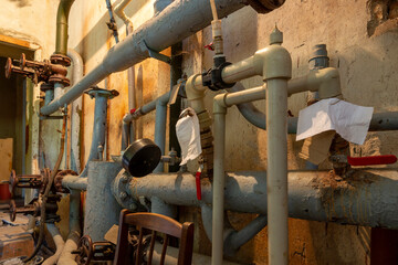 View of the suffering system of heating of a residential building