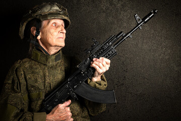 Fototapeta premium Fighting old lady