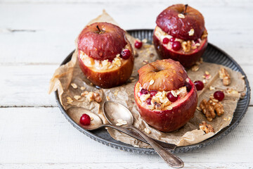 Red Baked Apples Stuffed Cottage Cheese Walnuts
