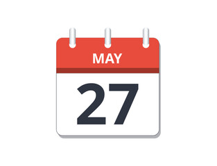 May 27th calendar icon vector. 