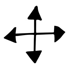 Hand drawn ink arrow illustration in sketch style. Business doodle clipart. Single element for design