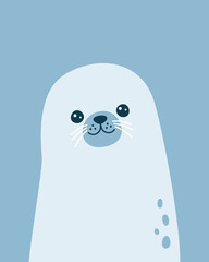 Vector illustration portrait of a cute seal
