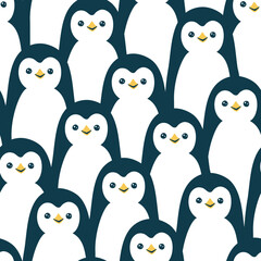 Vector seamless pattern with cute penguins
