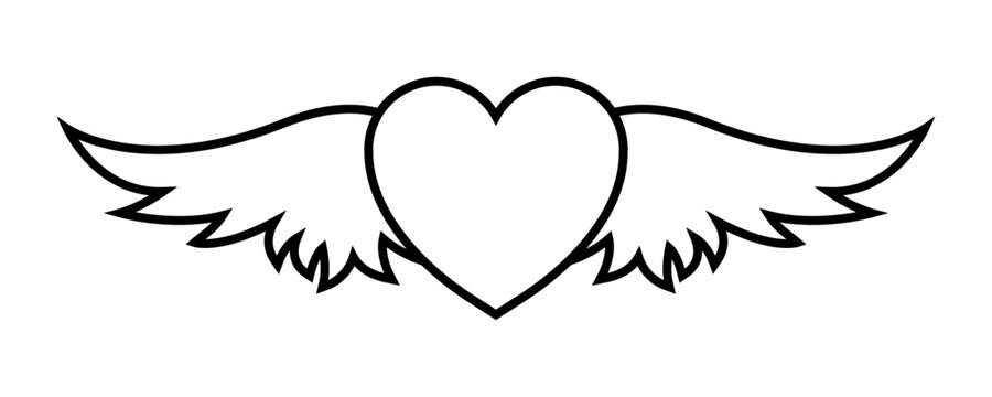 Winged hearts. Hearts with wings. Nubes. Flat hearts icons. EPS 10