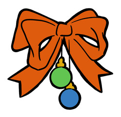 Traditional Christmas and New Year decoration to decorate xmas party celebration. Decorative element for poster print, greeting card, promotion banner. Hand drawn illustration. Cartoon style drawing.