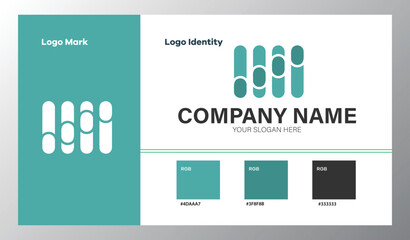 abstract geometric company logo with color guide