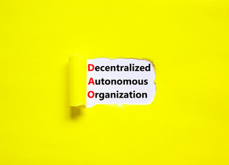 DAO decentralized autonomous organization symbol. Concept words DAO decentralized autonomous...