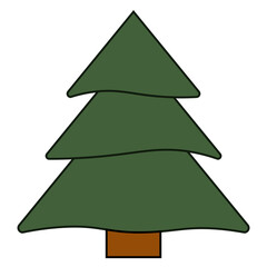 simple flat green shape of pine tree with triangles