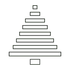 Fototapeta premium simple flat black line shape of pine tree with bloks