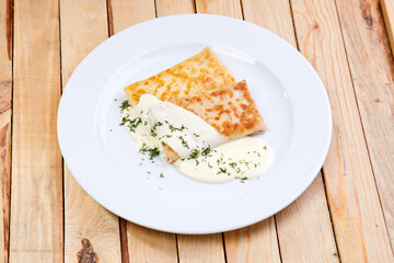 stuffed pancakes with sour cream