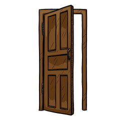 Open door vector illustration on white background
