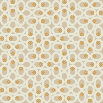Modern oval geometric shape seamless pattern in retro style. Vintage 70s vibes repeatable motif for fabric, background, surface design, textile