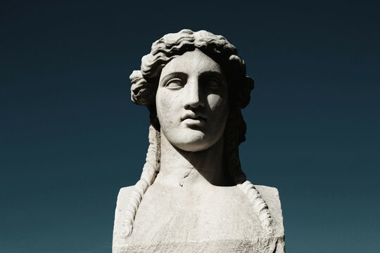 Marble statue on the arena of Panathenaic stadium in Athens, Greece.