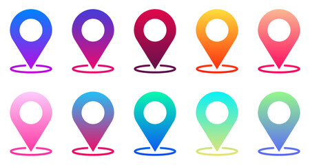 Set of Modern Map Pins - Map Markers icons - Vector