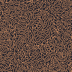 Cocoa abstract line seamless print. Dark chocolate