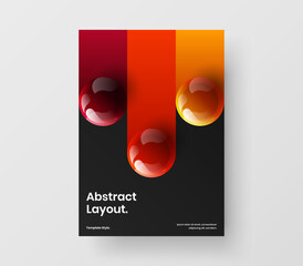 Premium realistic spheres handbill layout. Fresh company identity design vector illustration.