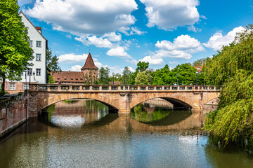 Fototapeta na wymiar View of the historical center of Nuremberg. Middle Franconia, Bavaria, Germany