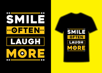 Smile often laugh more modern geometric typography inspirational quotes Tshirt design.