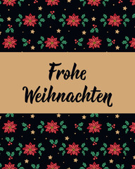 Christmas card. German text: Merry Christmas. Lettering. Banner. calligraphy vector illustration. Frohe Weihnachten