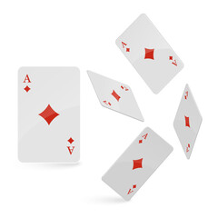 Playing cards falling on light background. isometric and 3D. Vector illustration.