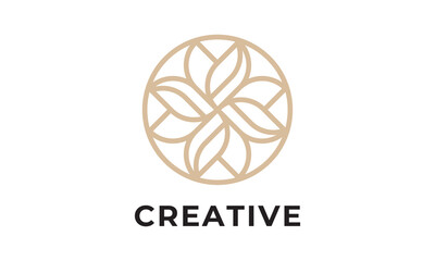 leaf abstract circle elegant ornament logo design