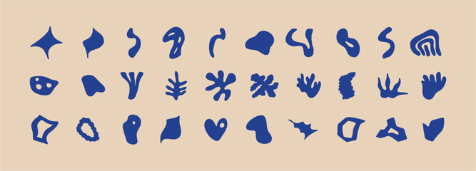 Set of different abstract shapes. Hand drawn doodles. Modern fashion illustration. Flat design, cartoon drawing, vector.