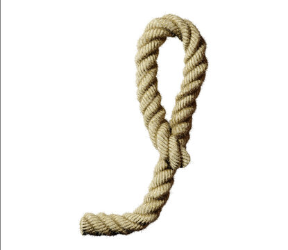 old natural fiber rope bent in the form of letter I