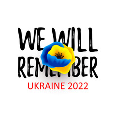 Help ukrainians, blue yellow flag poppy flower. Save lives