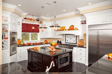 Beautiful Custom Kitchen Interior Decorated for The Fall Season.