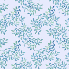 Seamless ornament of watercolor leaves. Botanical pattern for design, wallpaper, wrapping paper