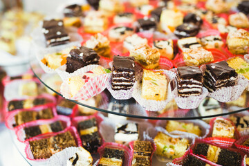 Delicious wedding reception candy bar dessert table
