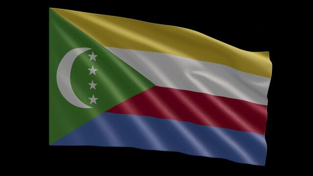 Waving flag of comoros with transparent background