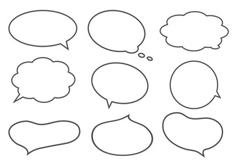 Fototapeta premium Set of rounded speech bubbles and dialogue boxes isolated
