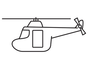 Helicopter line icon. Linear style pictogram.Thin line copter symbol.Outline chopper icon.Simple design.Air transport.Isolated on white background.
