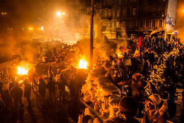 Orange revolution on the Maidan in Kyiv, Ukraine. Street riots and protests. January 2014