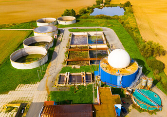 Biogas plant as a source energy. Environmental friendly solution of energy crisis. Gas powerplant...