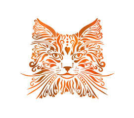 Obraz premium Red cat face. T-shirt print. Vector illustration