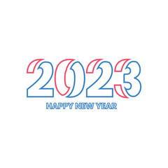 Fototapeta na wymiar 2023 happy New Year text typography template