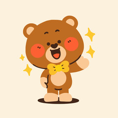 Obraz premium daily life of gentle teddy bear 2 character doodle vector art asset