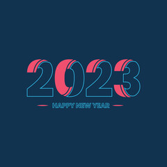 Fototapeta na wymiar Happy New Year 2023 text typography template